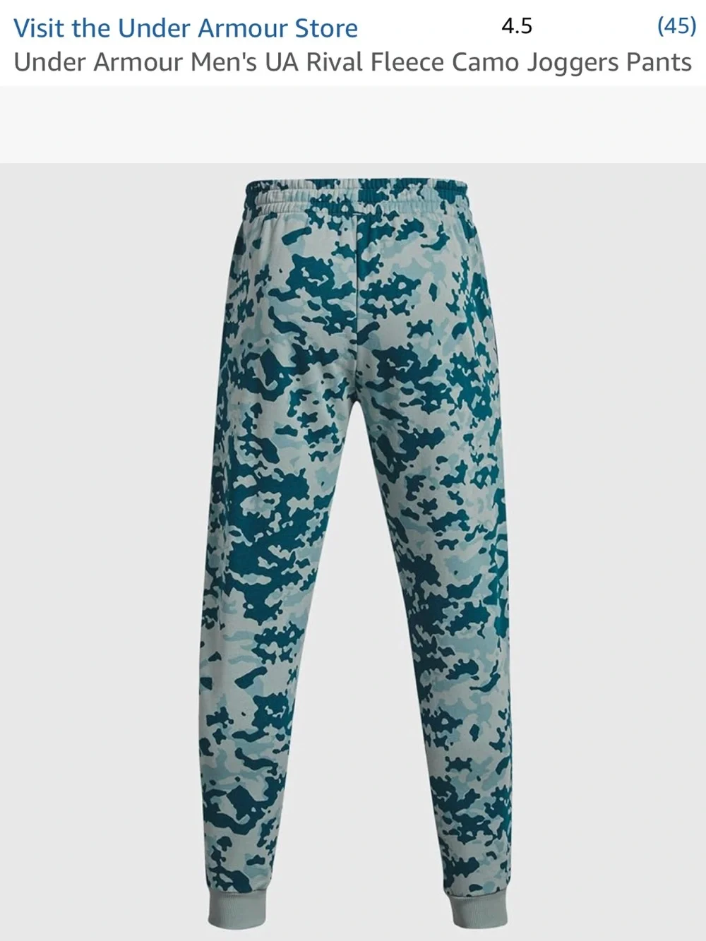 Under Armour Men's Teal & Light Blue Fleece Camo Joggers Pants - Picture 2 of 7